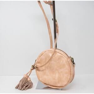 Anthropologie Willa Faux Vegan Leather Circle Tassel Crossbody Purse Bag